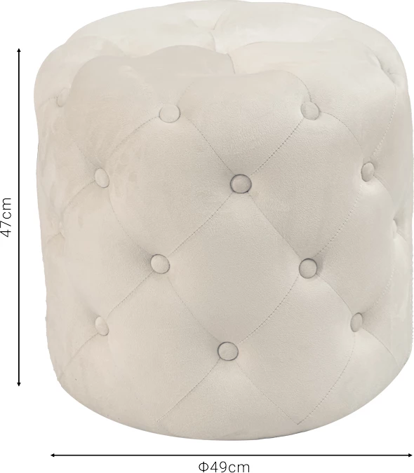 Puf karrige Seval kadife krem D49x47cm