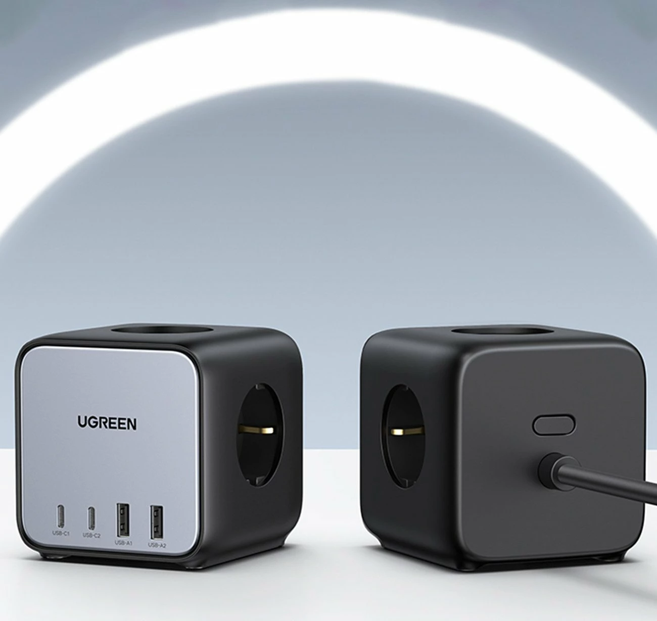 Zgjatues rryme Ugreen CD268 65W, 3 priza Schuko, 2x USB-C + 2x USB-A, kabllo 1.8 m, i zi (60113)