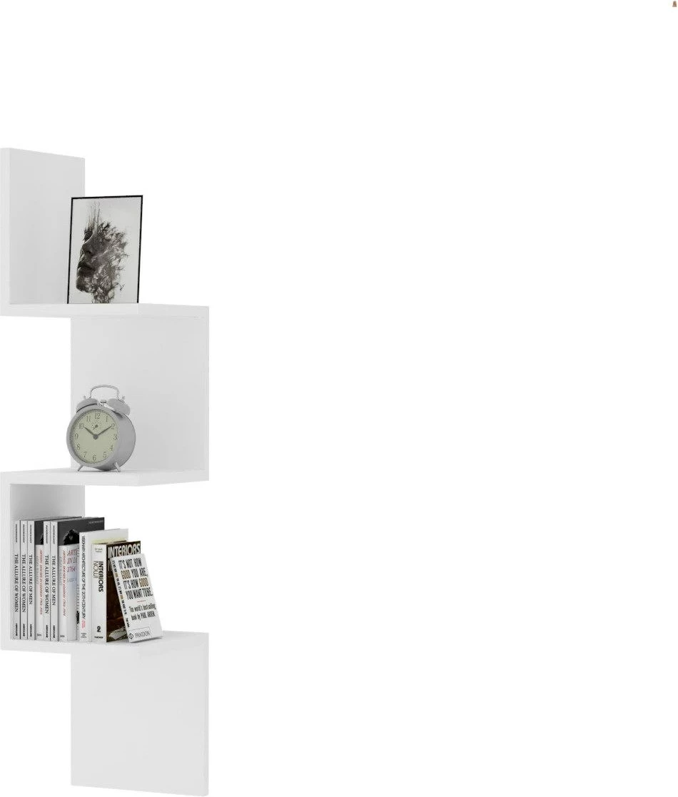 Raft muri Hanah Home, dizajn zikzak, i bardhë