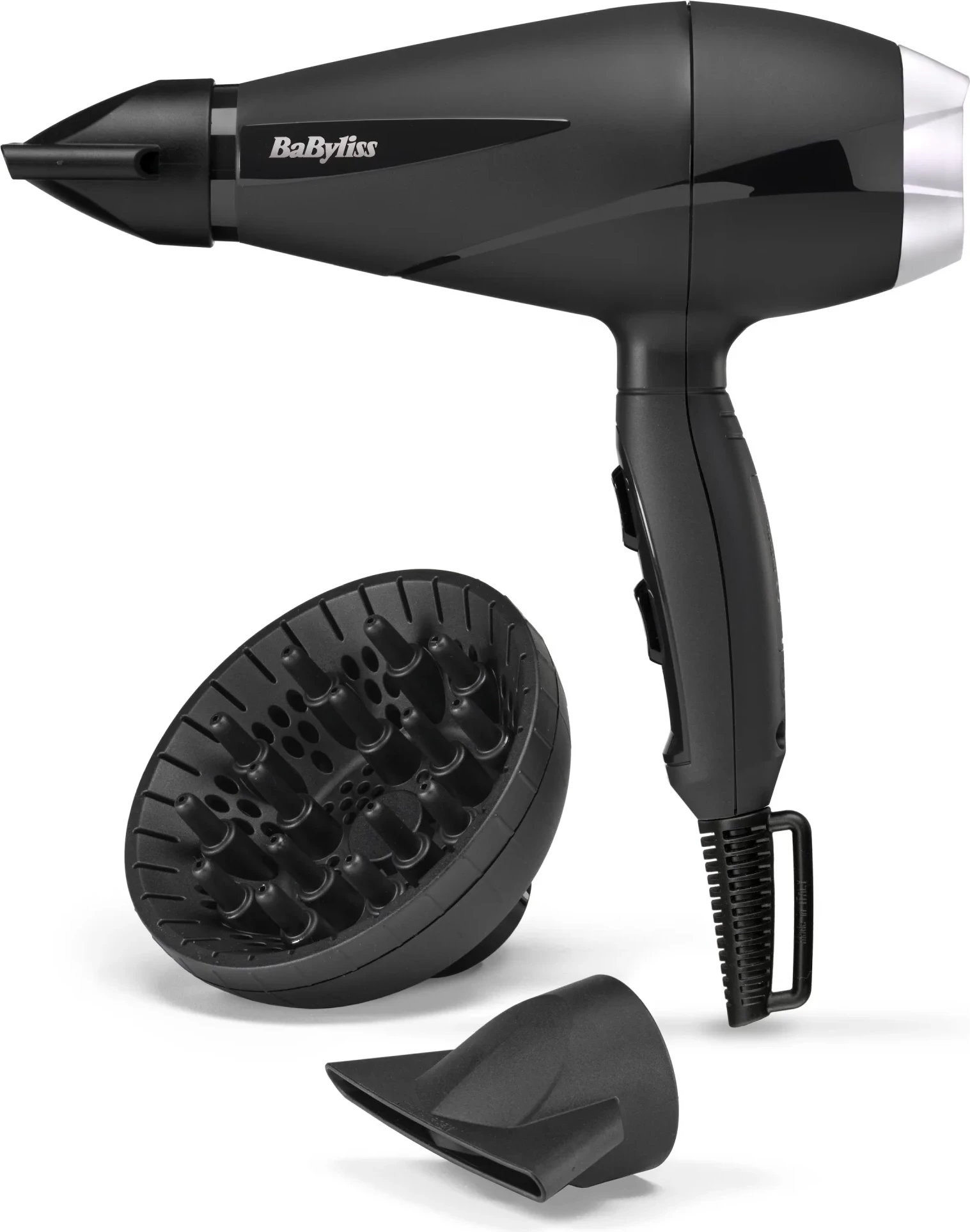 Tharëse flokësh, BaByliss 6710DE, 2100 W, motor AC, jonizim, 2 shpejtësi dhe 3 temperatura, me difuzor dhe grykë e ngushtë, e zezë
