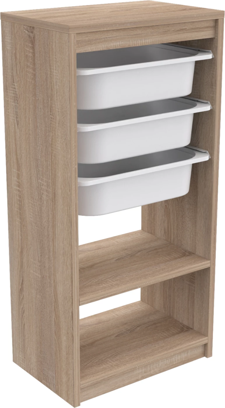 Komodinë SANI FH18198.03 melaminë, ngjyrë sonama-bardhë, 45,5x30x92 cm