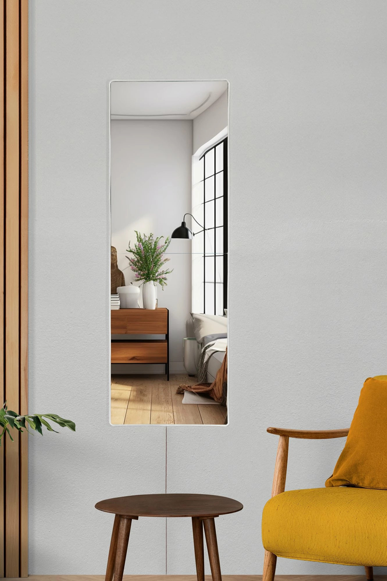 Pasqyrë me ndriçim LED, drejtkëndëshe, 20x80cm, e bardhë, 2 pjesë