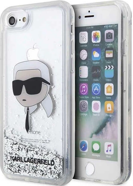 Mbështjellës Karl Lagerfeld KLHCI8LNKHCH për iPhone 7/8/SE 2020/2022, Glitter, Argjendtë