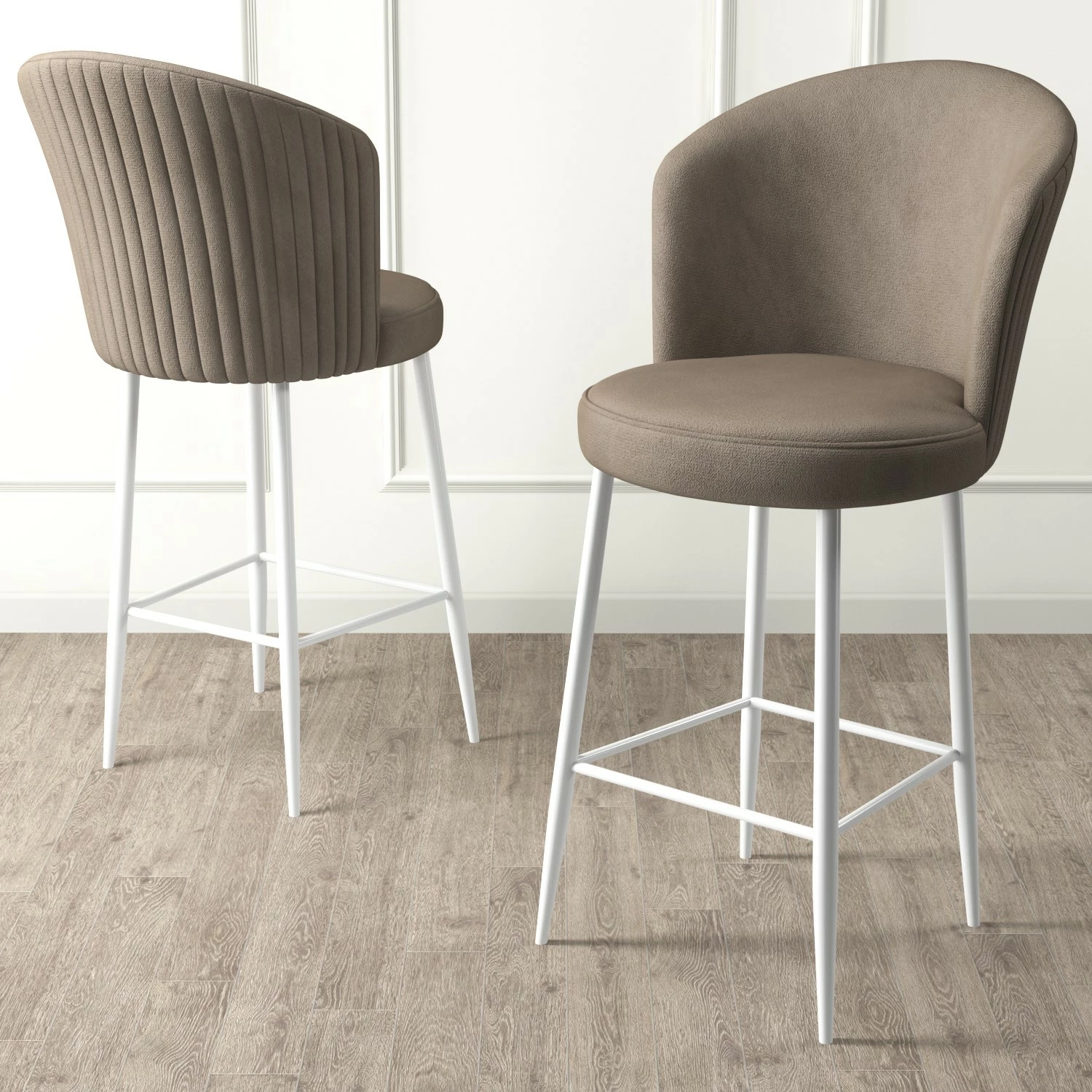 Set karrigesh për bar (4 copë), Hanah Home, Alte, kapuçino, e bardhë