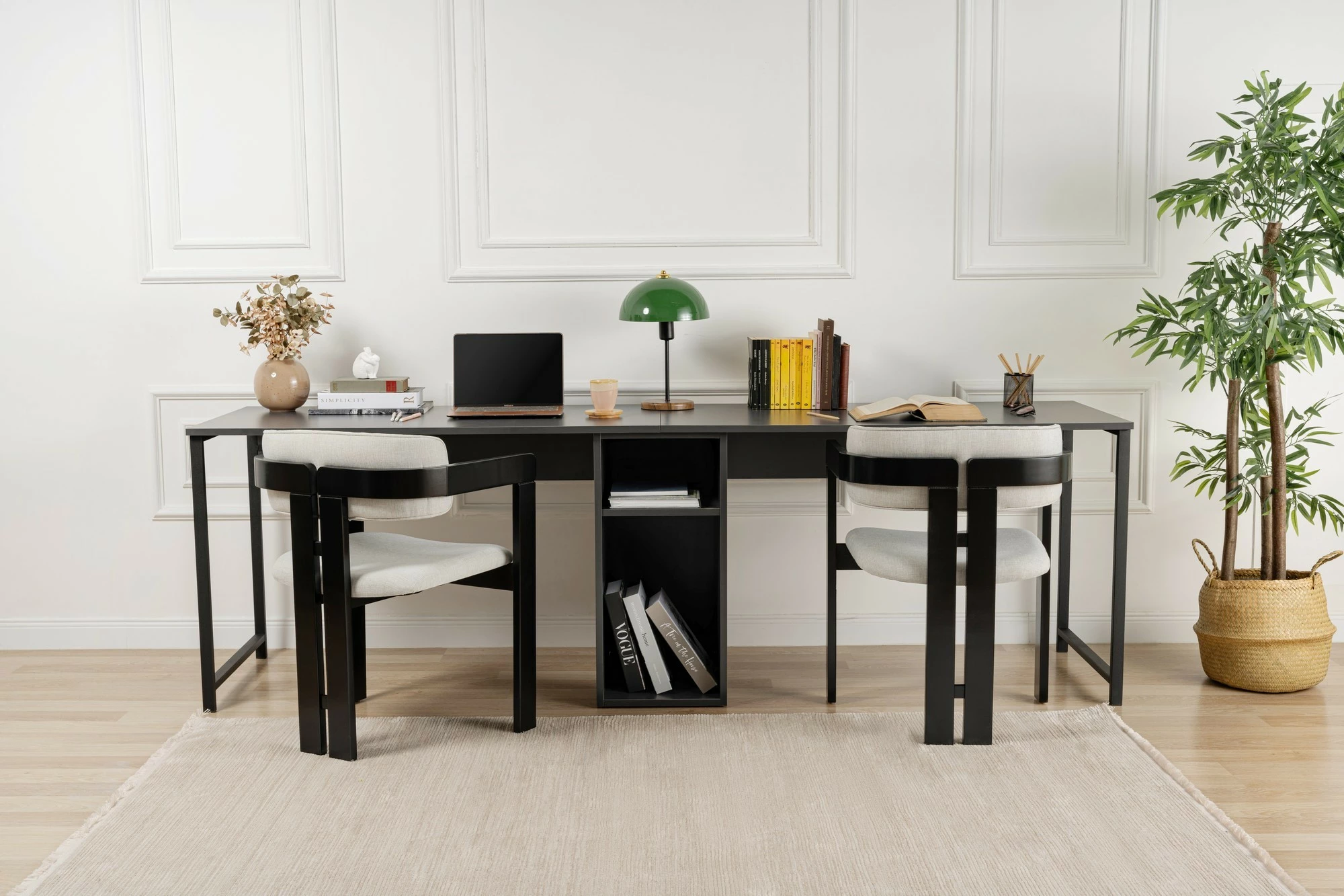 Tavolinë studimi Nordure, dyshe, anthracite, e zezë