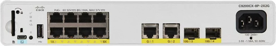 Switch Cisco Catalyst C9200CX-8P-2X2G-A, 8 porta Gigabit, PoE, Managed, gri