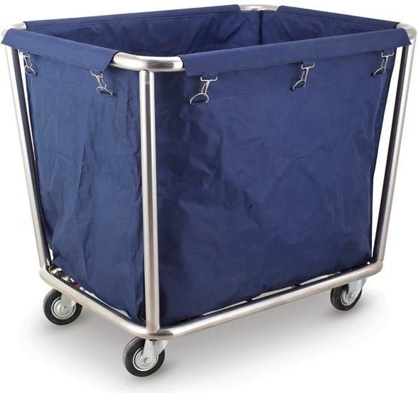 Karrocë rrobash, Amerbox, strukturë çelik inox, qese e heqshme, 900x650 mm, 4 rrota (2 drejtuese), blu
