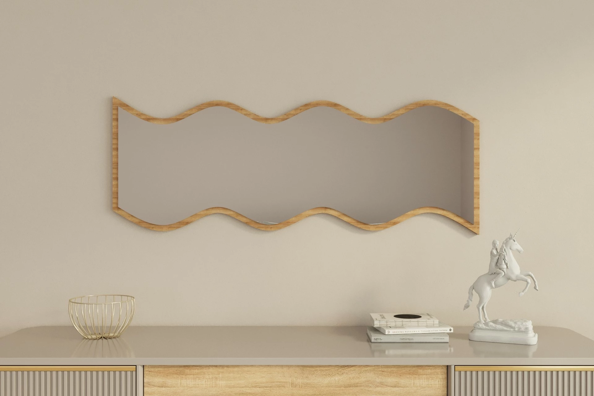 Pasqyrë dekorative Skye Decor, e bardhë, natyrale