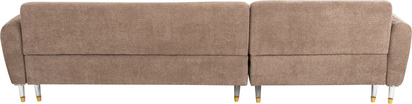 Divan qoshe i kthyeshëm FLYER FH6072.01, pëlhurë kafe, këmbë të larta metalike, 285x86-172x74H cm