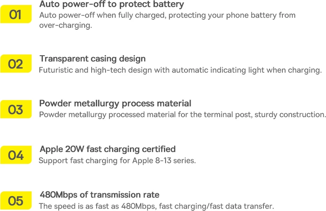 Kabllo Baseus Explorer USB-C në Lightning, 1m, 20W, Kaltër