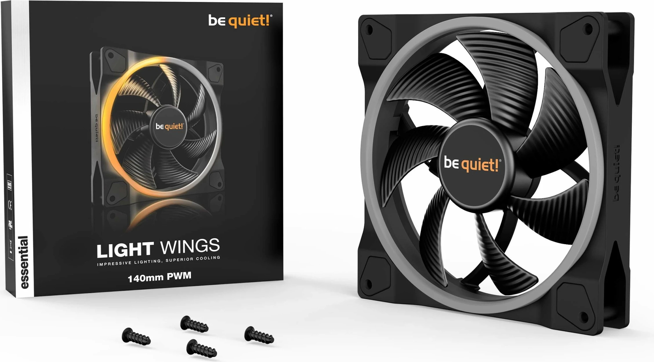 Ventilator kasë Be Quiet! Light Wings 140mm ARGB PWM, i zi