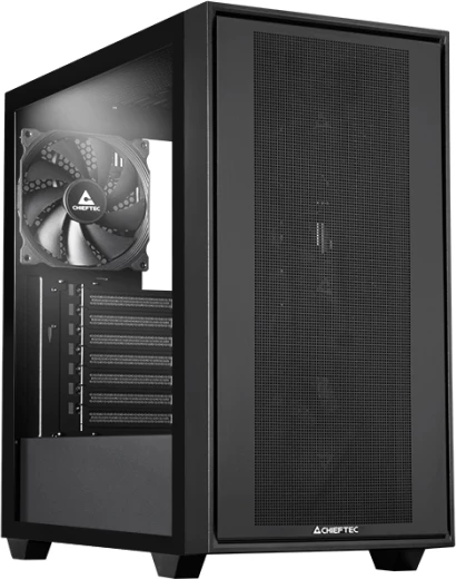 Kasë CHIEFTEC Night Hunter GS-03B-BLK-OP ATX USB-C tempered glass, e zezë