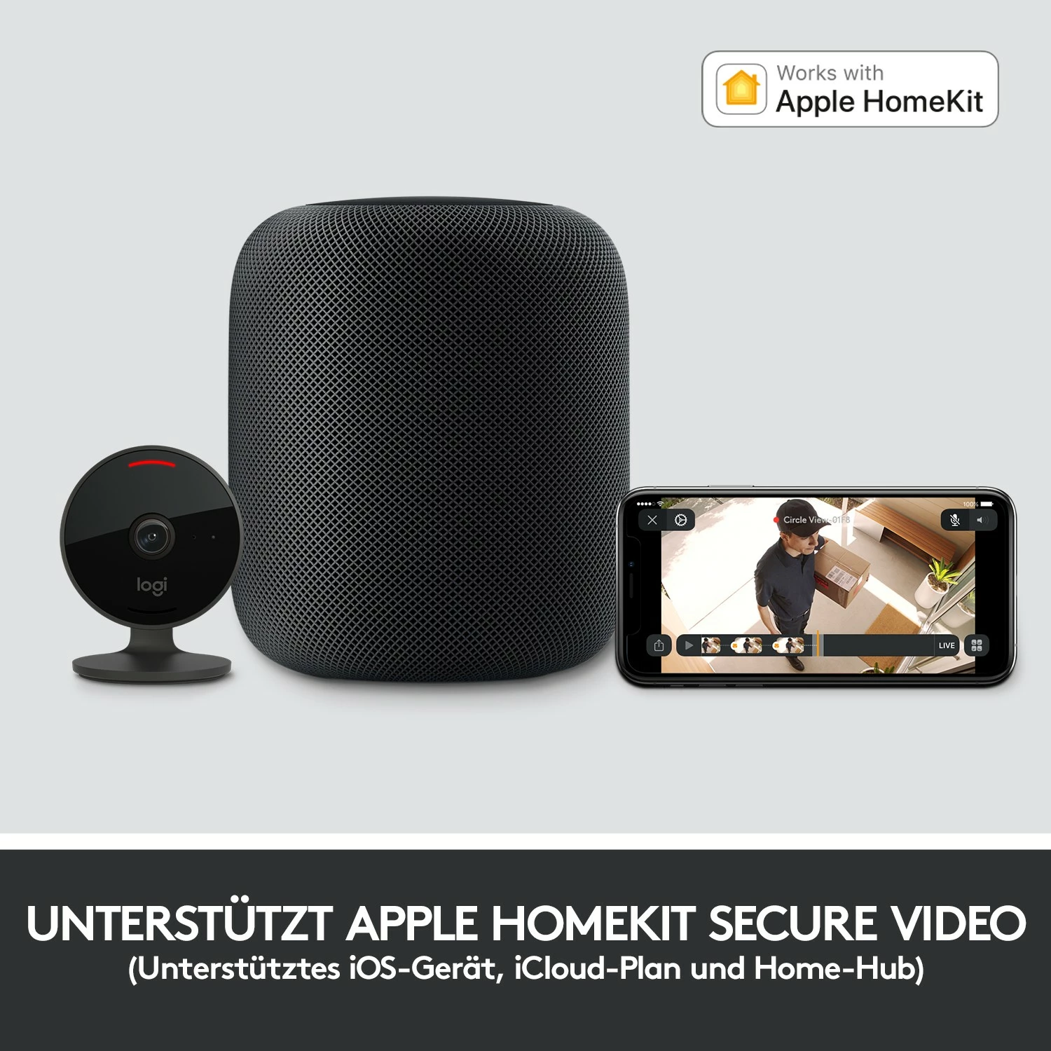 Kamerë sigurie Logitech Circle View, IP, Wireless, Brendshme & jashtme, Bullet, Grafit