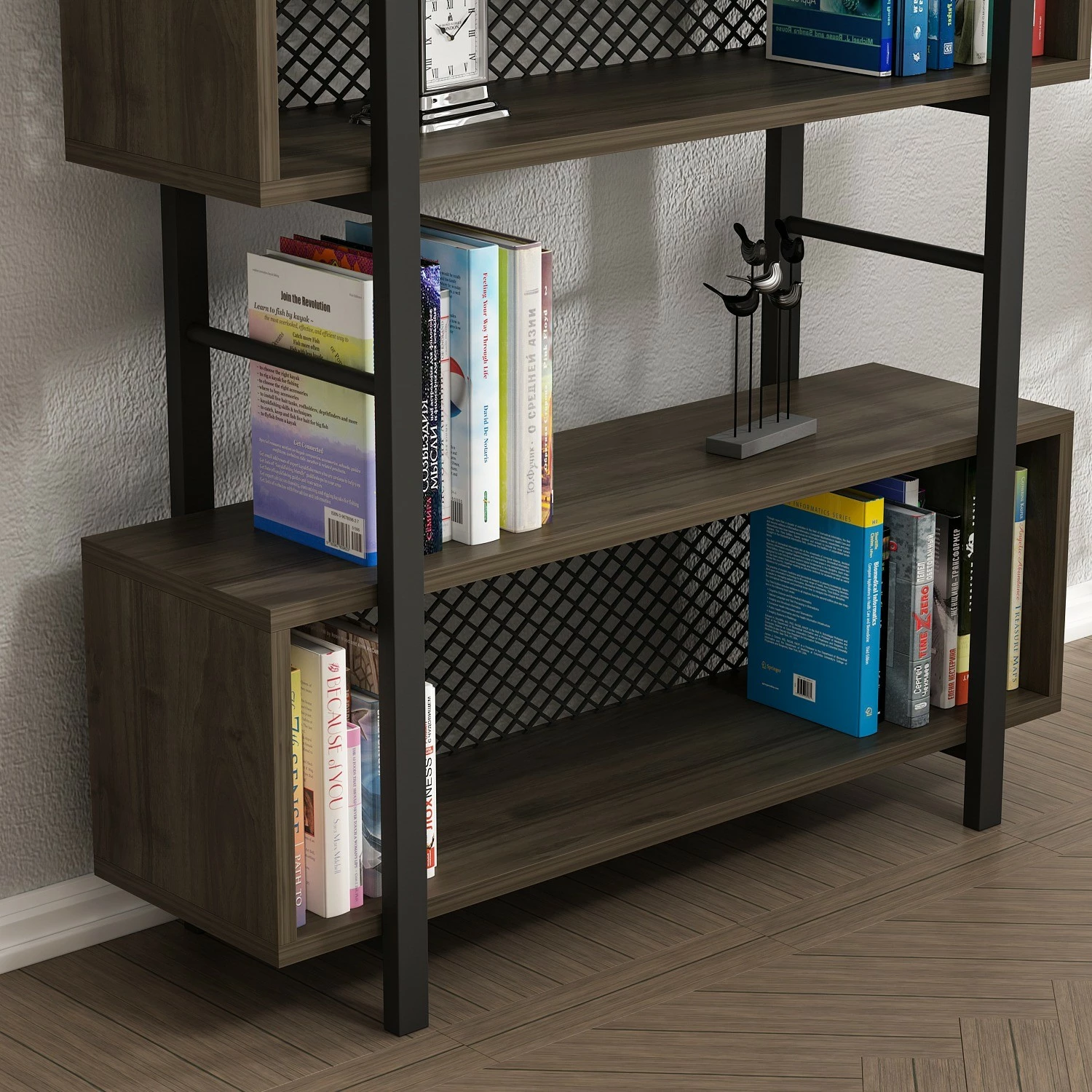 Raft librash modern industrial, ngjyrë arre, Hanah Home, Still
