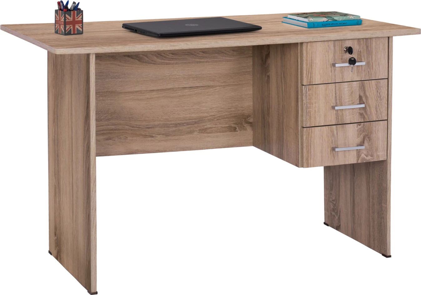 Tavolinë melamine për zyre me 3 sirtarë FH2268.02, ngjyrë gri, 120x60x75 cm