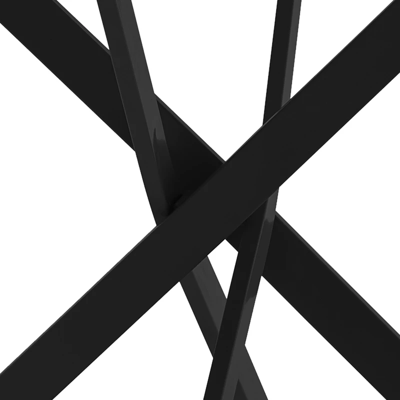 Tavolinë ngrënie Dammero MDF ngjyrë gri e errët dhe këmbë metalike të zeza D100x75cm