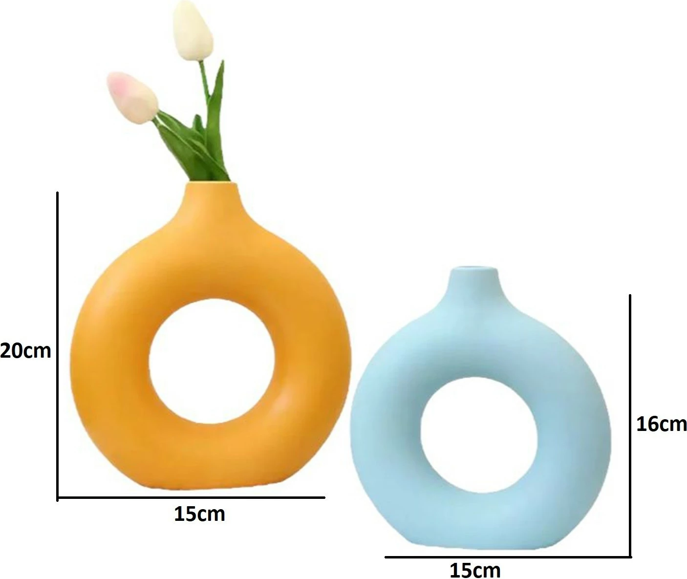 Set vazoje Evila Originals, stil skandinav, ngjyrë kaltër dhe portokalli, halka