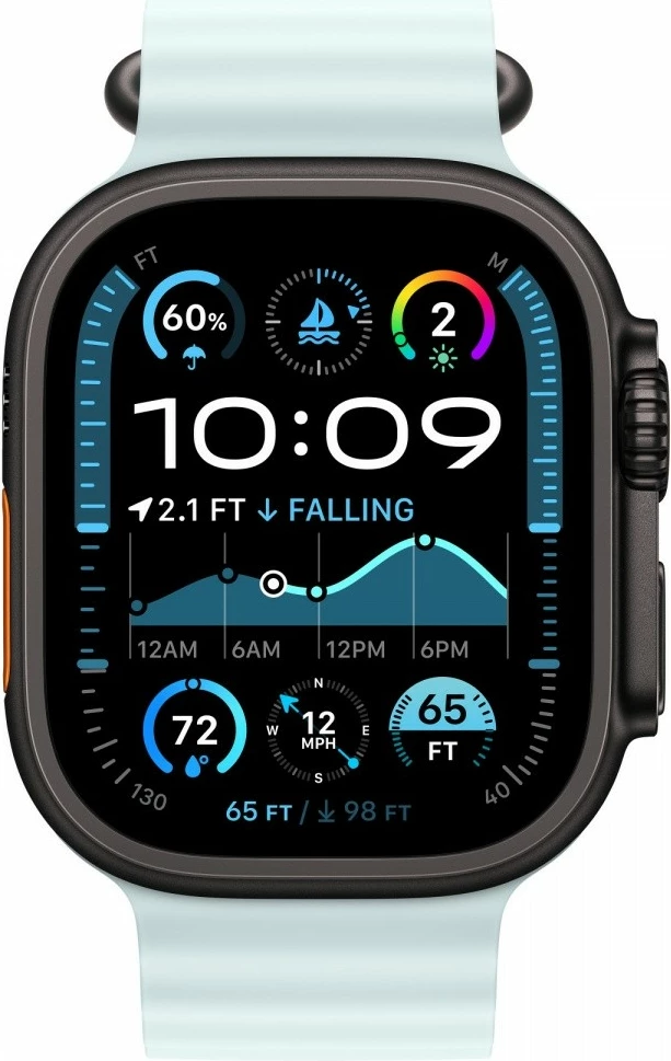 Zgjatues për rrip Ocean Apple, MYP93ZM/A, për kasë 49 mm, fluoroelastomer, titanium i zi, icy blue