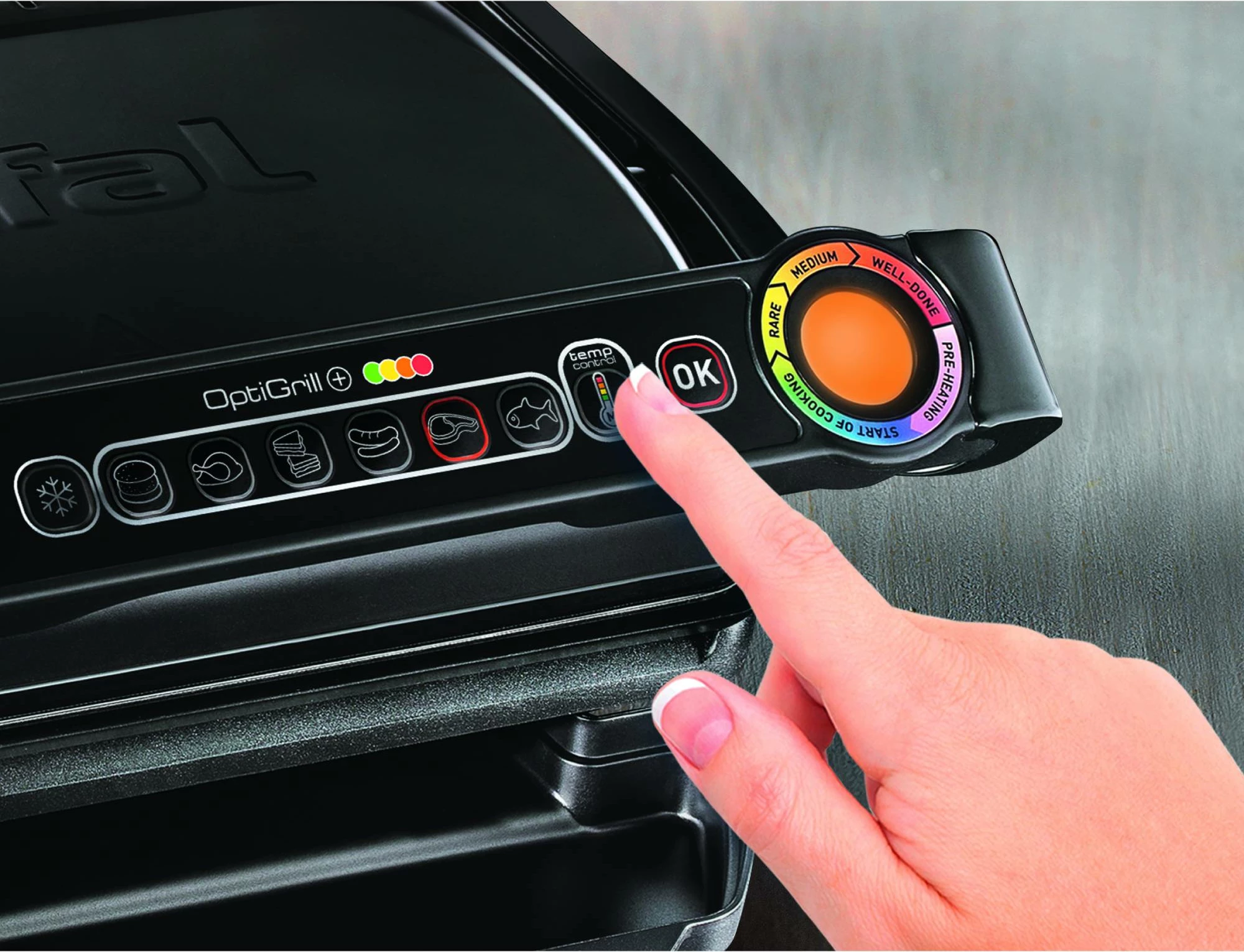 Grill elektrik Tefal OptiGrill+ GC714834 2000W, 6 programe automatike, me Snacking & Baking, i zi