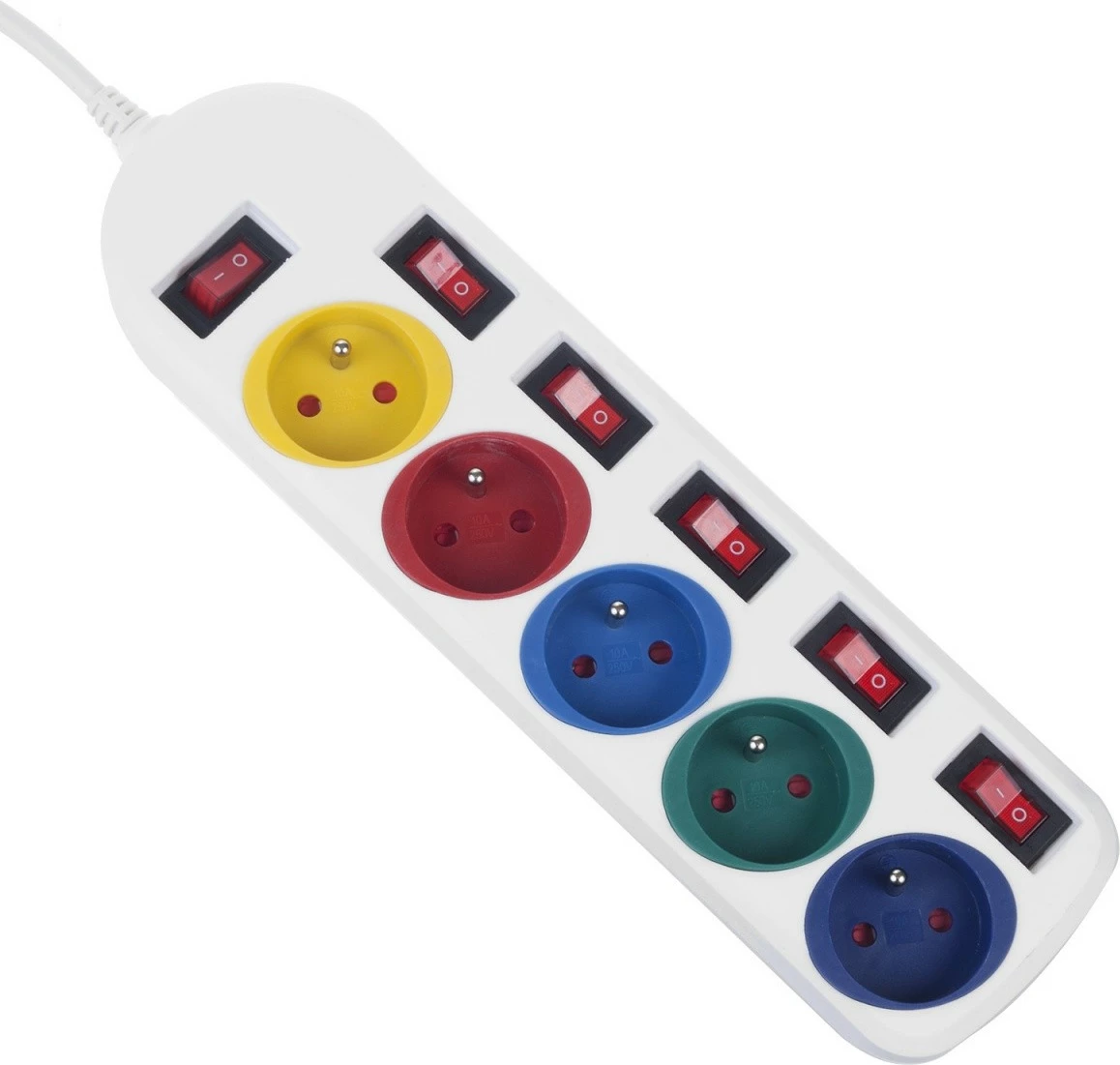 Listë elektrike Maclean MCE204 M/W, 5 dalje, me çelësa individual, 1.5m, Bardhë