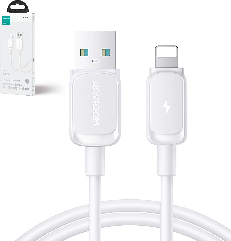 Kabllo Joyroom Multi-Color Series A14, Lightning në USB-A, 1.2m, 2.4A, Bardhë