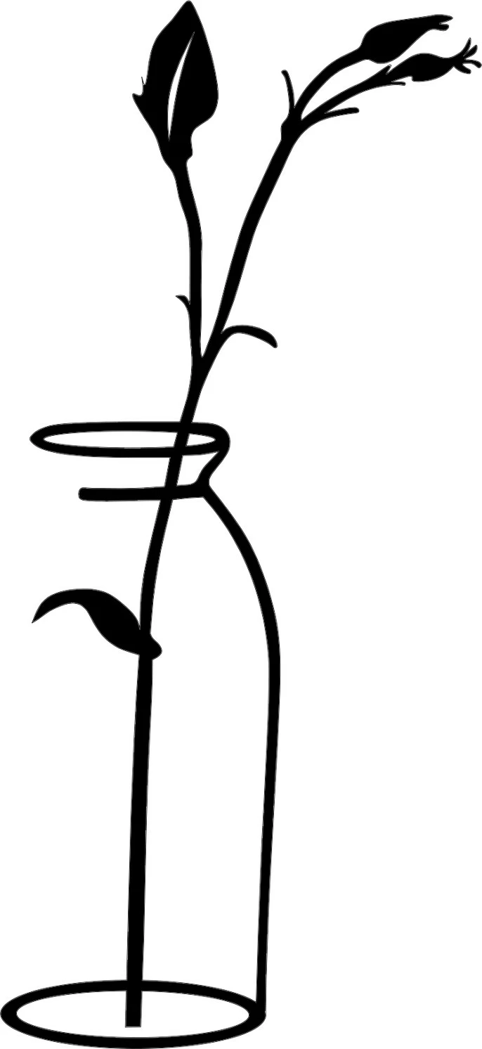 Aksesor dekorativ metalik për mur, lule në vazo, Wallity