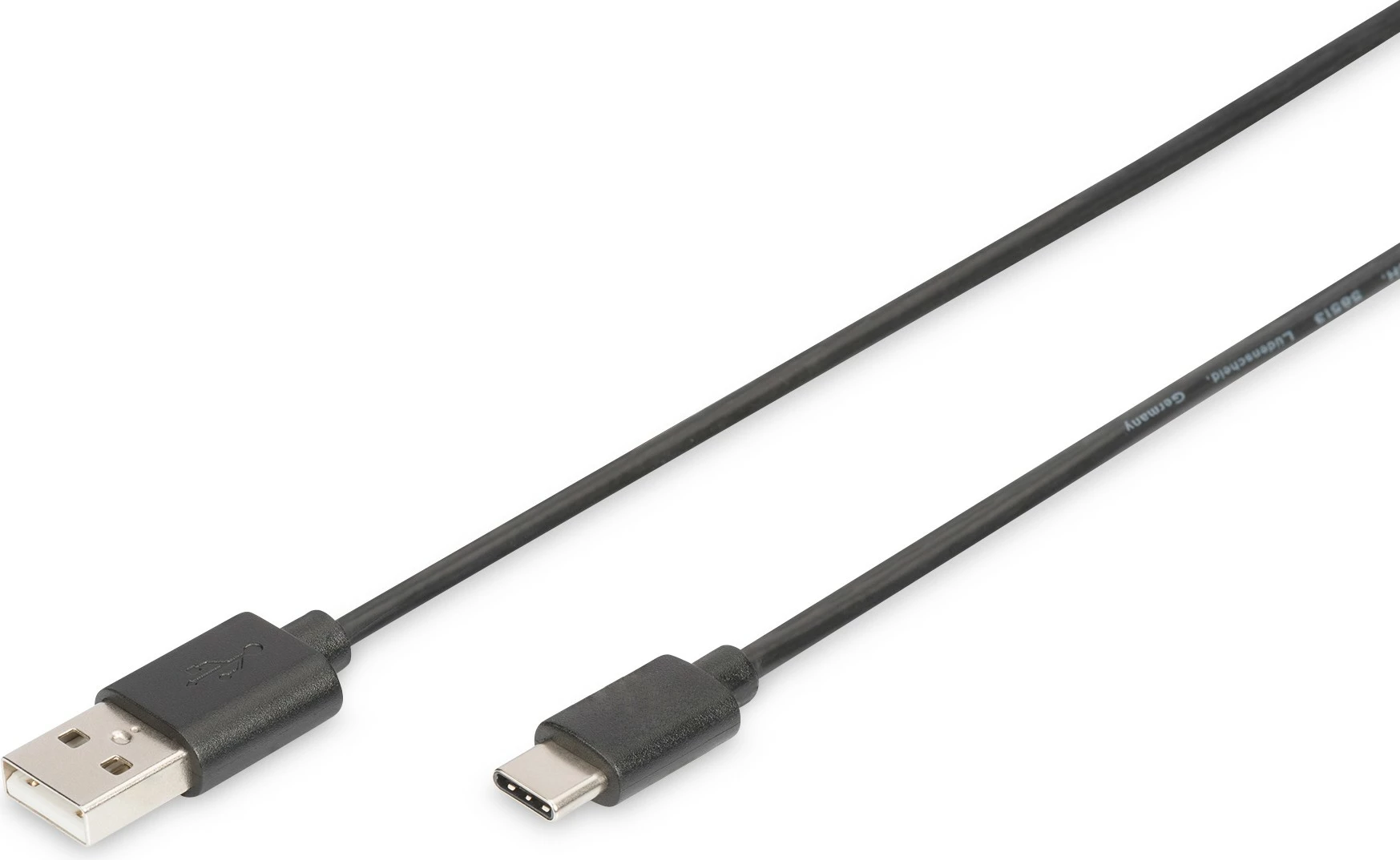 Kabëll USB Digitus Type-C në USB-A, 1.8m, USB 2.0, i zi