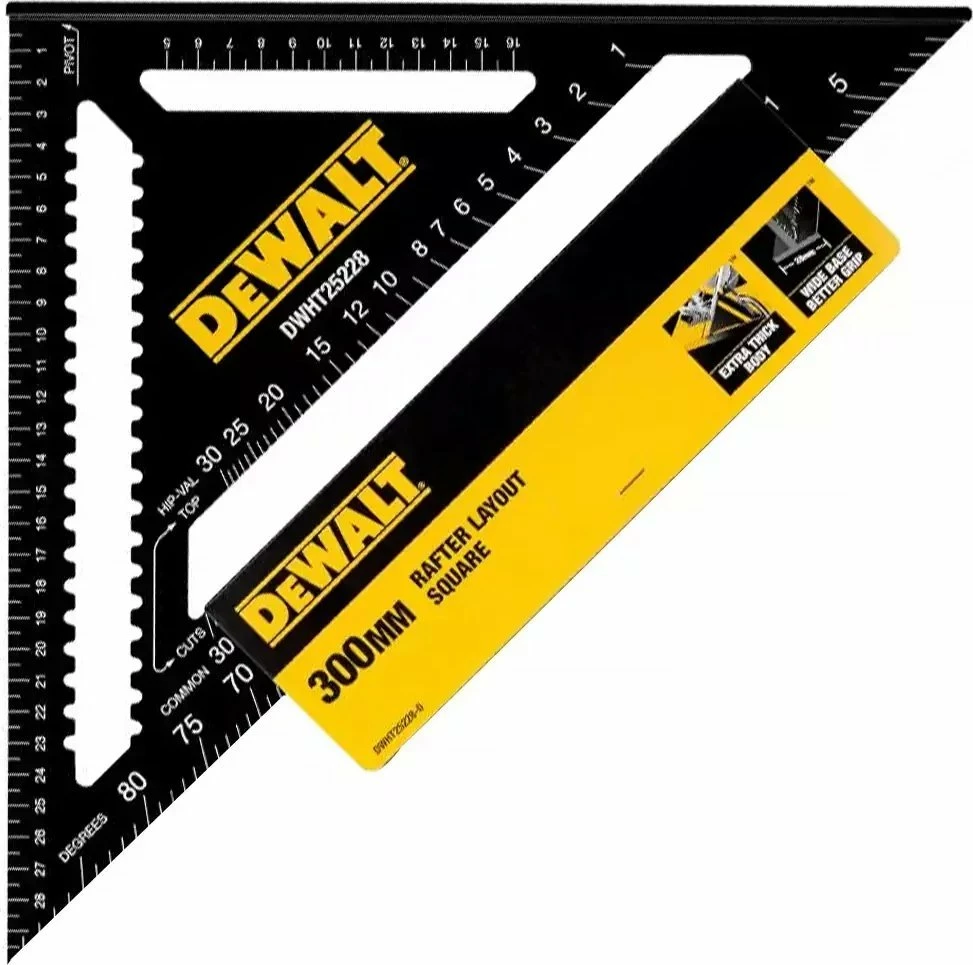 Këndore marangozie DeWALT 300 mm, alumin anodizuar, e zezë/verdhe