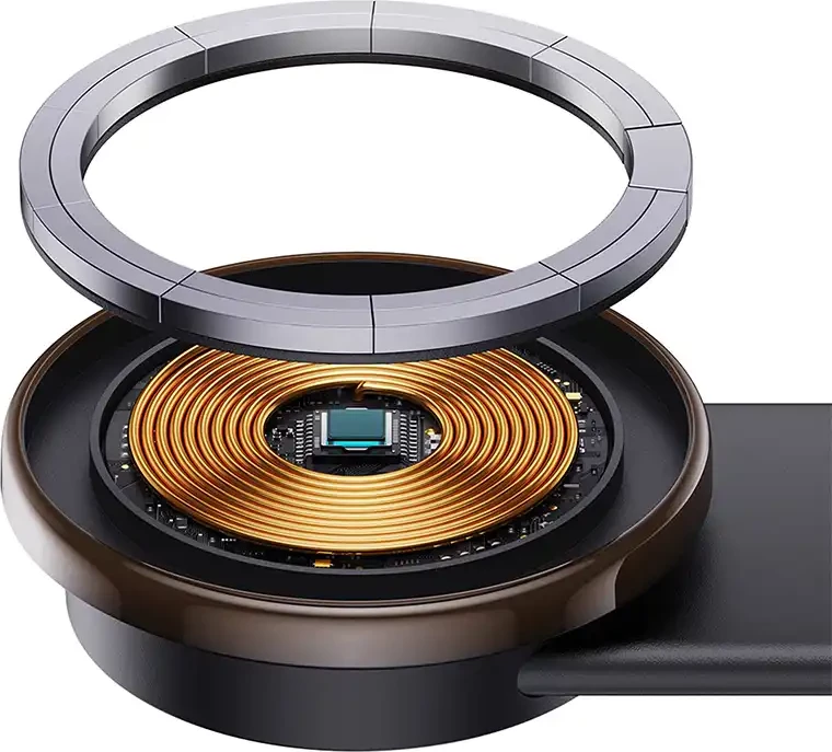 Mbajtës telefoni me karikim wireless Baseus C02 Pro Series, 15W, argjendtë