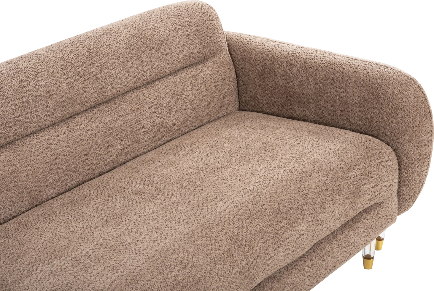 Divan qoshe i kthyeshëm FLYER FH6072.01, pëlhurë kafe, këmbë të larta metalike, 285x86-172x74H cm