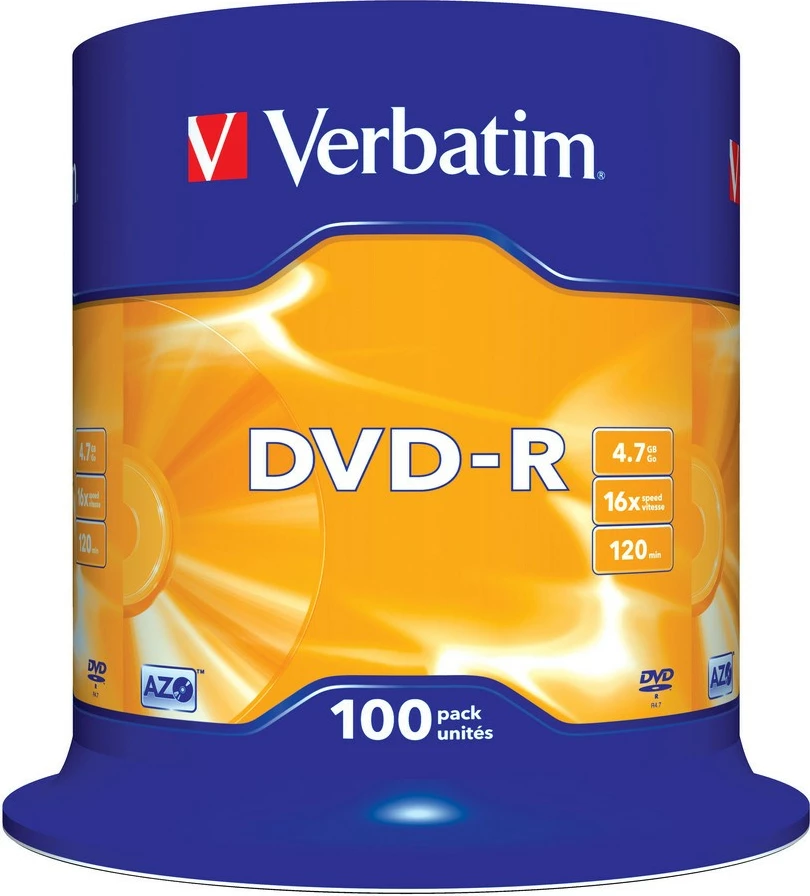 DVD-R Verbatim 43549, 4.7GB, 16x, 100 copë, Cake Box