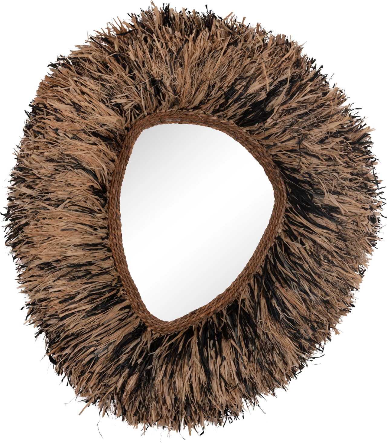 Pasqyrë dekorative muri GRESSO, fibra banane natyrale/zeza, 90x100cm