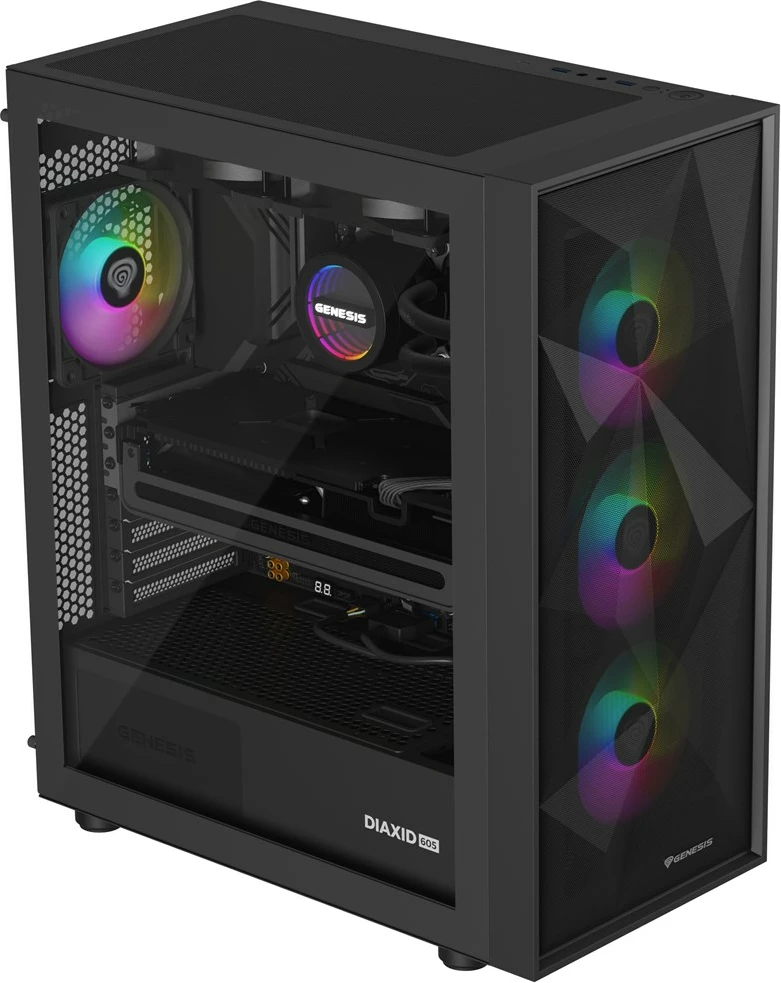 Kasë ftohëse me ujë GENESIS NLG-2319 për procesor, 2 ventilatorë, RGB, e zezë