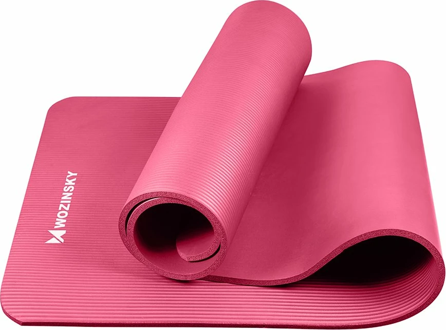 tapet ushtrimesh për yoga/fitness, Wozinsky, WNSP-PINK, 181x63x1 cm, shkumë NBR, antirrëshqitës, 900 g, rozë, me rrip dhe qese