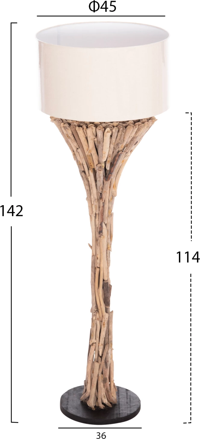 Llambë dekorative në këmbë, ALTAR FH4433, dru i lundruar, kapak PVC i bardhë, Φ45x142H cm