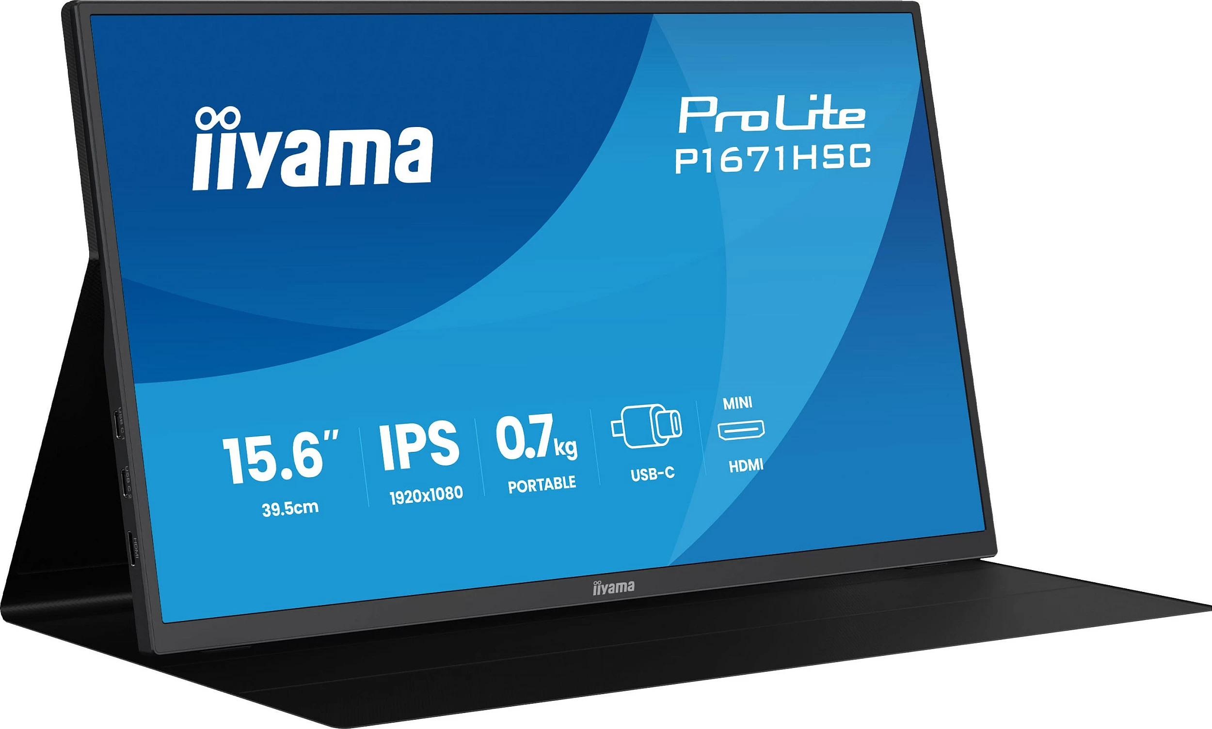 Monitor iiyama ProLite P1671HSC-B1, 15.6 inch, IPS, Full HD, USB-C, mini HDMI