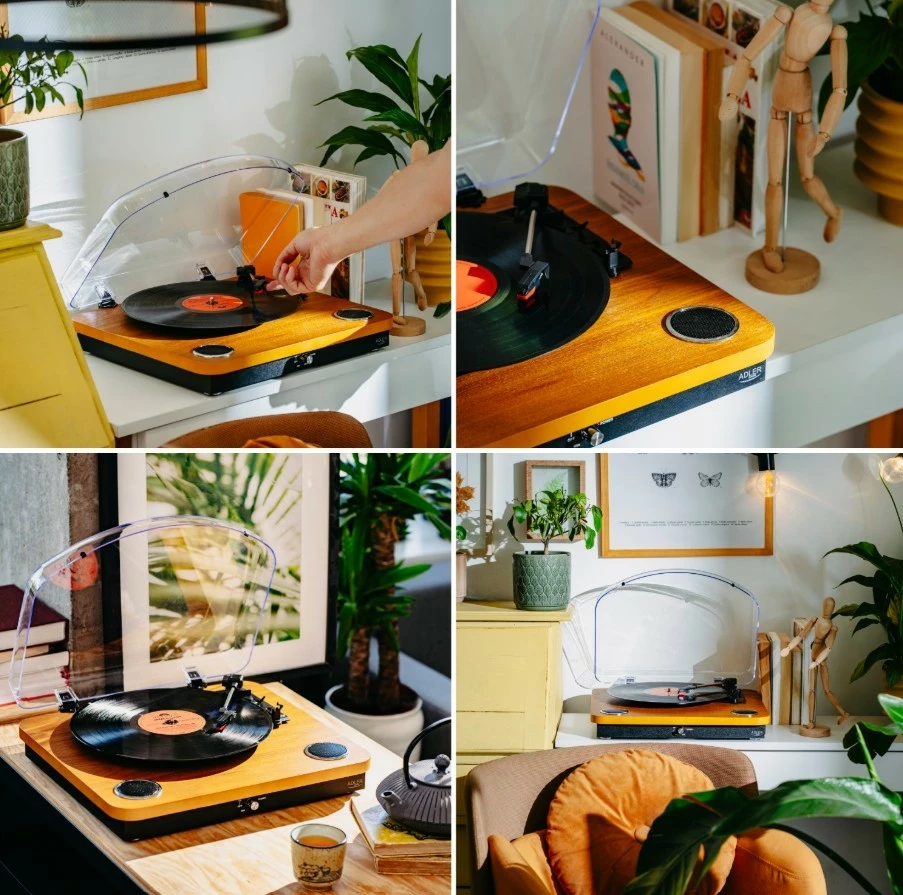 Gramafon Adler AD1914Wood me Bluetooth, USB, ngjyrë dru