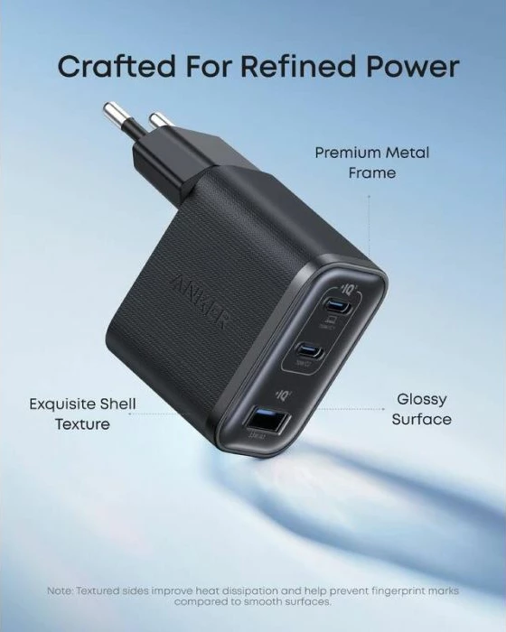 Karikues ANKER Nano A121AL11 70W 3-portësh me kabllo USB-C 1.5m, i zi