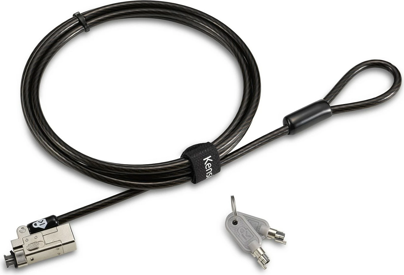 Kabëll sigurie Kensington Slim NanoSaver 2.0, me çelës, 1.8m, Nano slot, karbon çelik, zi/argjend