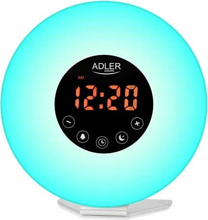 Orë alarmi me dritë Adler AD 1916, simulim lindje dielli, FM radio, USB-C, ndriçim ambient 6 ngjyra, multikolor