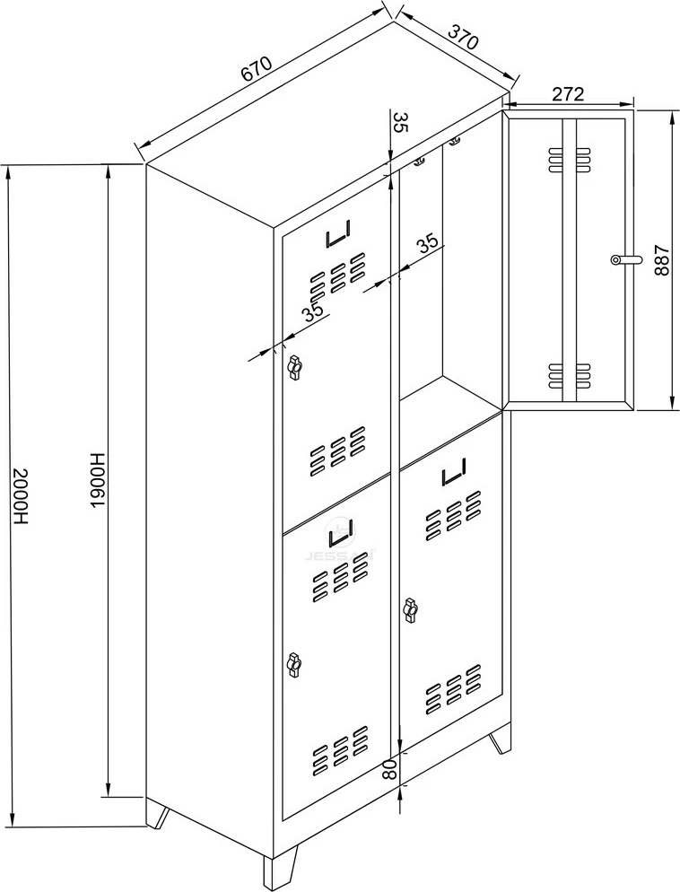 Dollap metalik për depozitë, gri e kuqe, Skye Decor, Js1026Kı