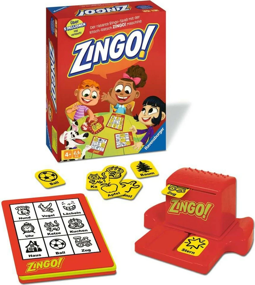 Lojë tavoline Ravensburger Zingo, 2-6 lojtarë, 72 letra, shumëngjyrëshe