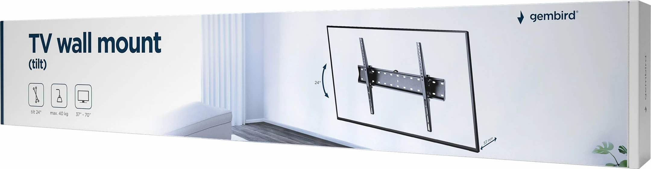 Mbajtëse muri për TV Gembird WM-70T-02, 37-70 inç, e zezë