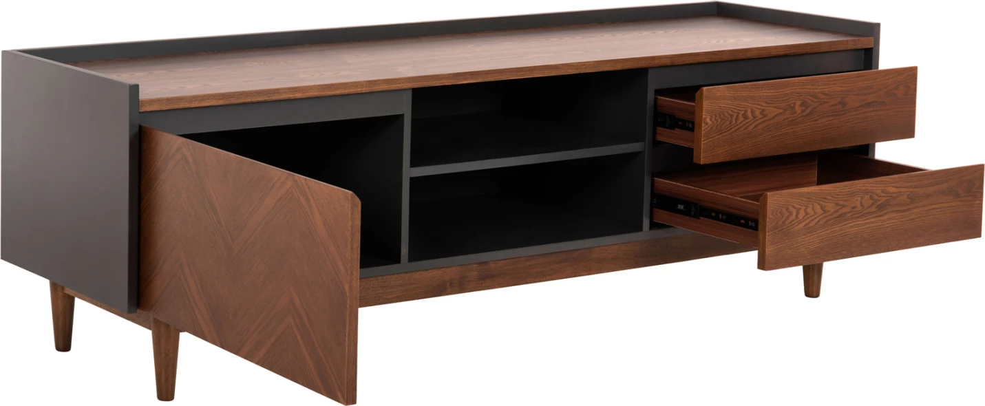 Dollap TV VEEN MDF me finiturë arre, ngjyrë arre dhe gri e errët, 170x40x50 cm