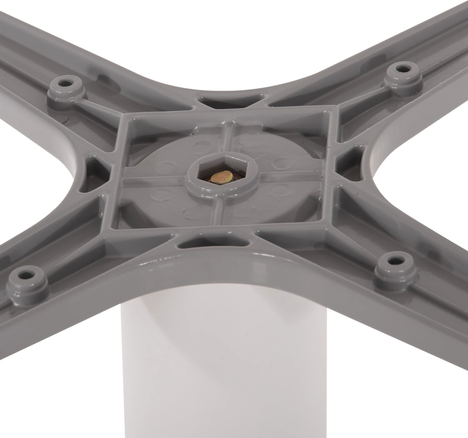 Baza e tavolinës alumini FH476.02 e rrumbullakët, ngjyrë e bardhë mat, 48x48cm, kryq Φ45Χ73Hcm