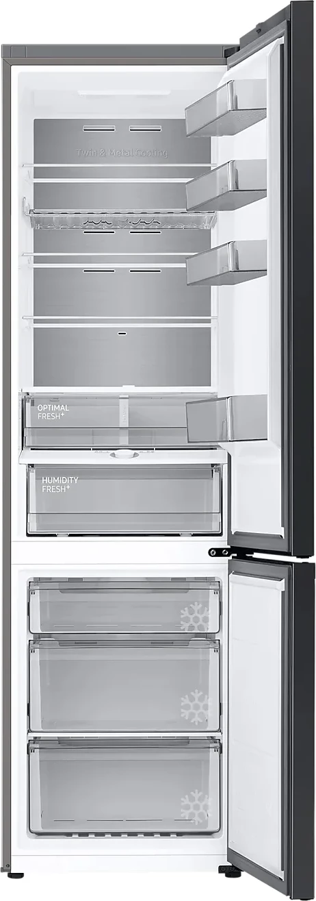 Frigorifer i kombinuar, Samsung, RB38C7B5C22/EF BESPOKE, 390 L, AI Energy Mode, SpaceMax, SmartThings Energy, Clean Black