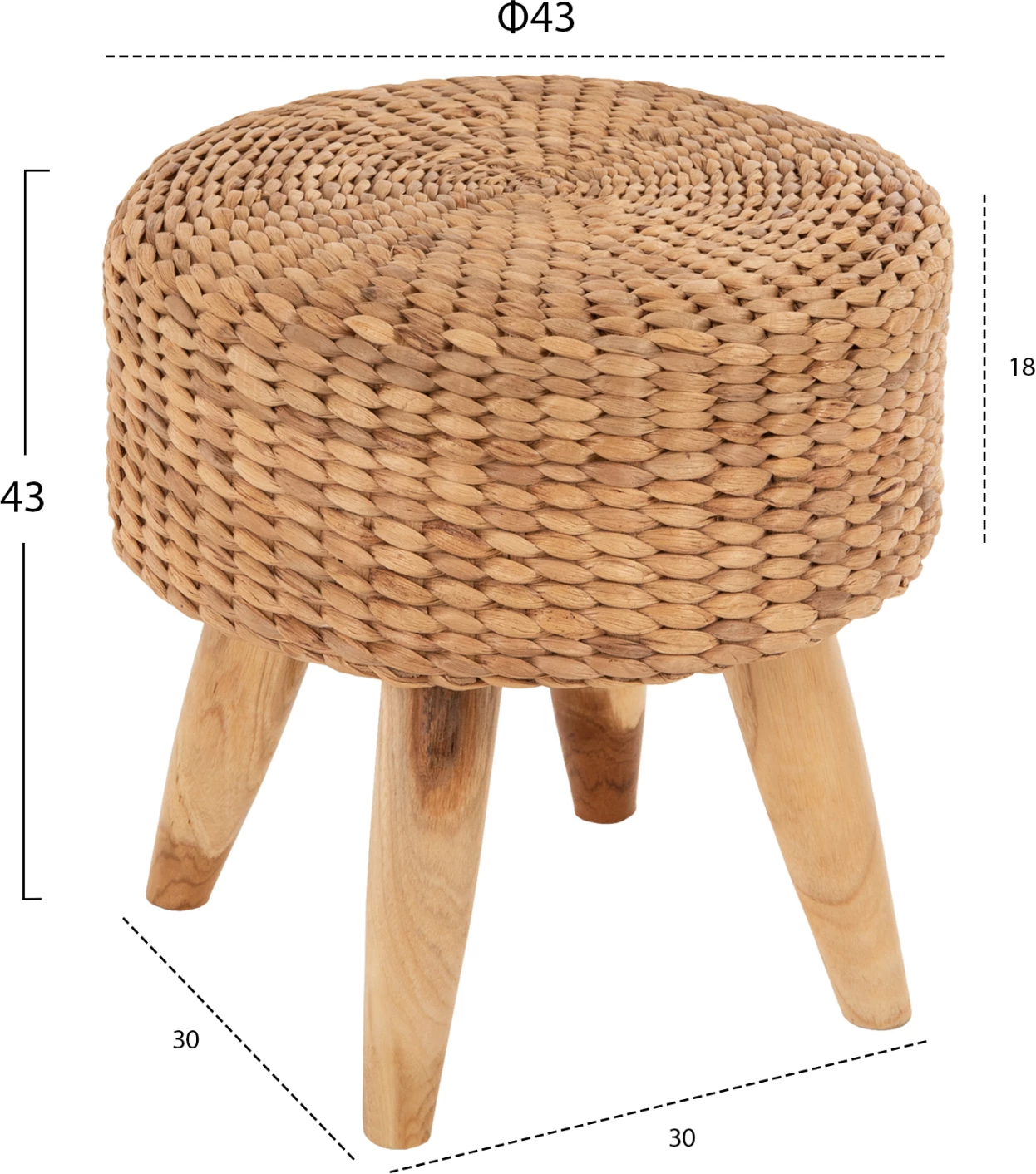 Karrige për bar JIM FH7824 dru tik ngjyrë natyrale-sedilje e mat Φ43x43Hcm