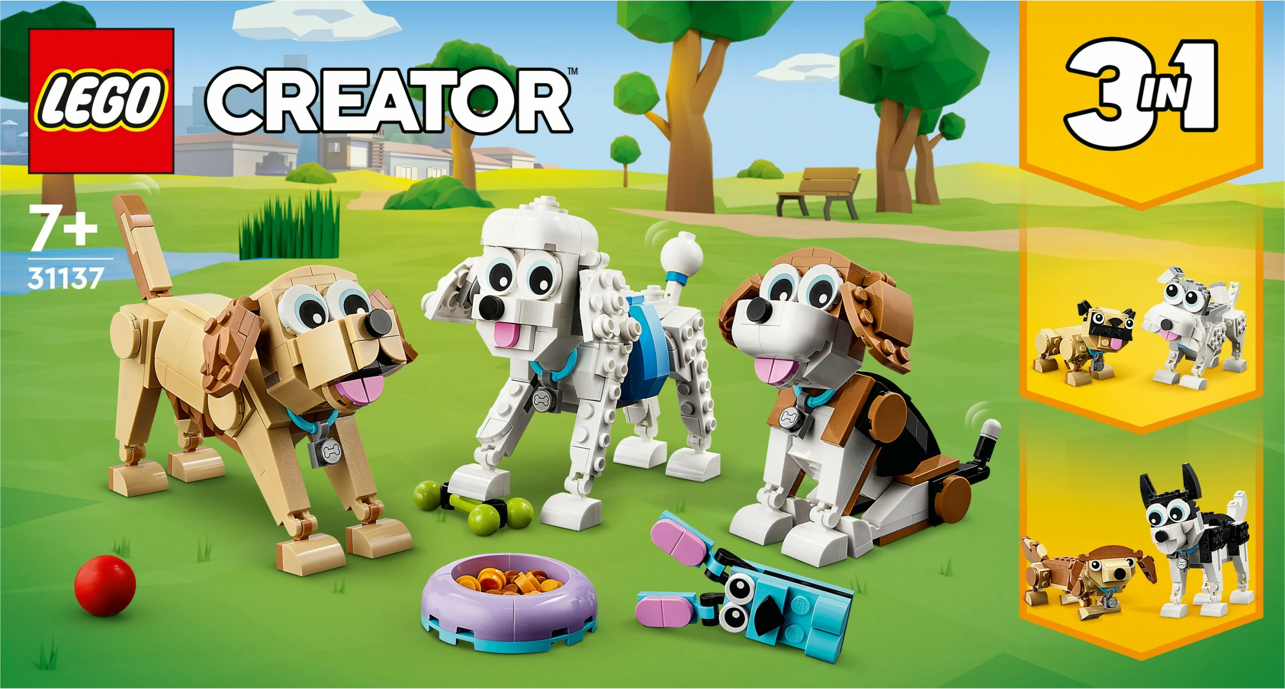 Set ndërtimi LEGO Creator 3-in-1 Adorable Dogs 475 pjesë, shumëngjyrësh