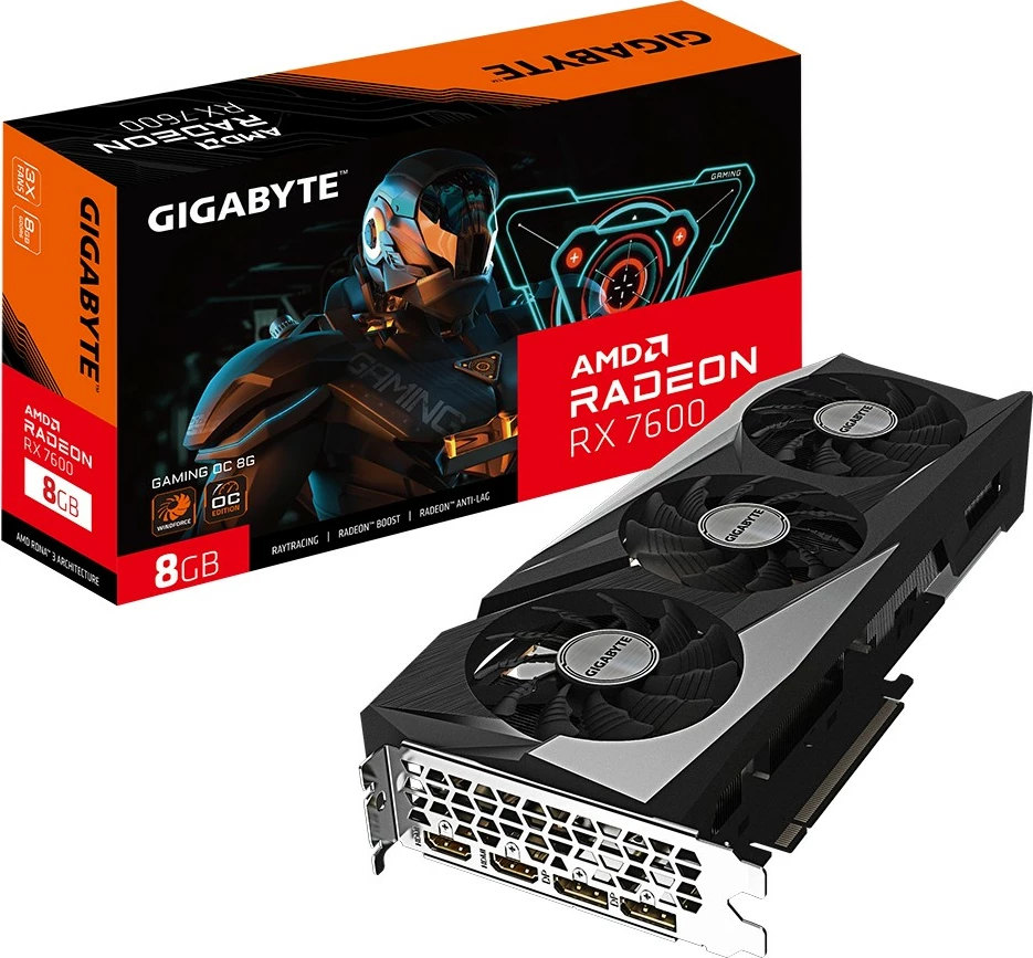 Kartelë grafike Gigabyte Radeon RX 7600 OC 8G, 8 GB, GDDR6, PCI Express 4.0, e zezë