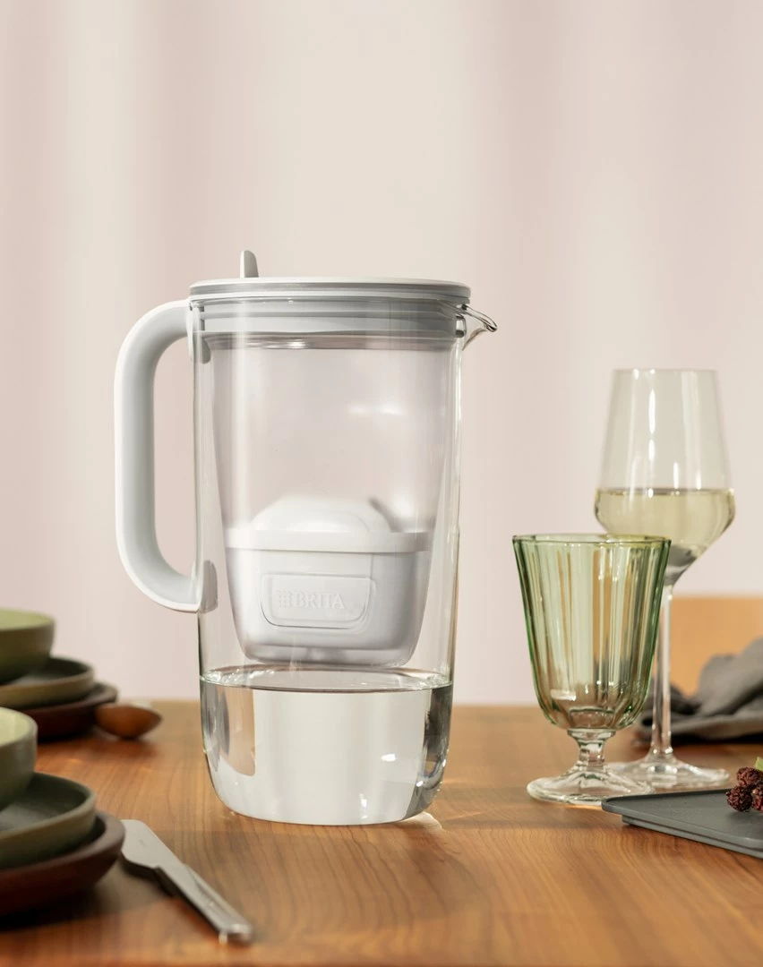 Ibrik filtruese uji BRITA Glass me filtër Maxtra Pro PP, 2.5L, Transparent/Gri